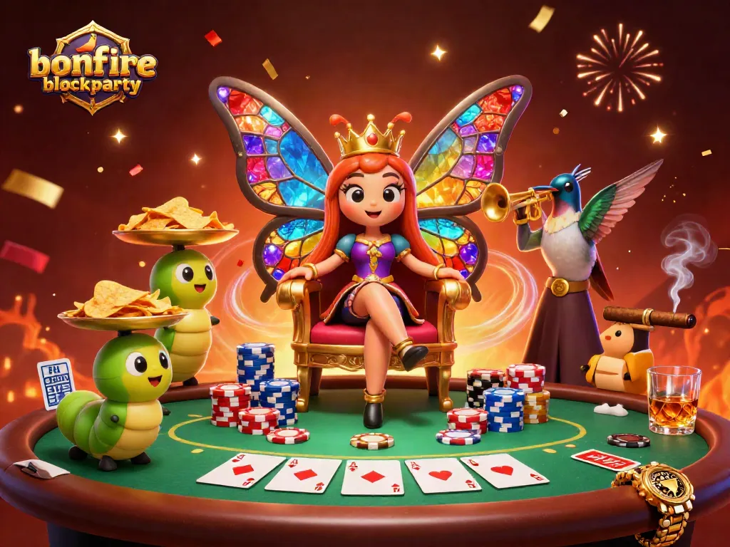 Engage with bonfireblockparty's festive atmosphere at a lively poker event.